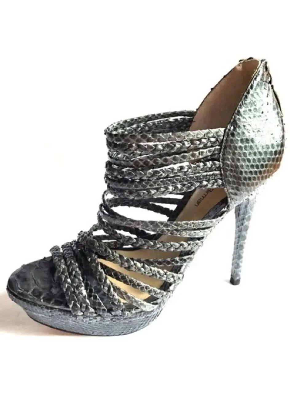 Alexandre Birman Python & Leather Platform Sandals